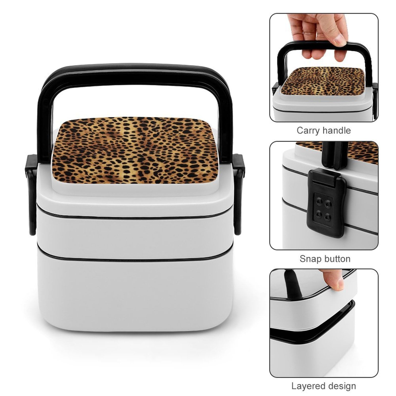 SMAZDFXX Leopard Animal Print Lunch Box with Leak-Proof Lid