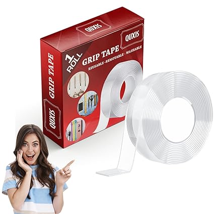 QUXIS 3 Meter Heavy Duty,Multipurpose Double Sided Tape - Adhesive Silicone Tape, Heat Resistant, Multi-Functional, Removable, Washable, Reusable Anti-Slip Gel Nano Grip Tape (1)