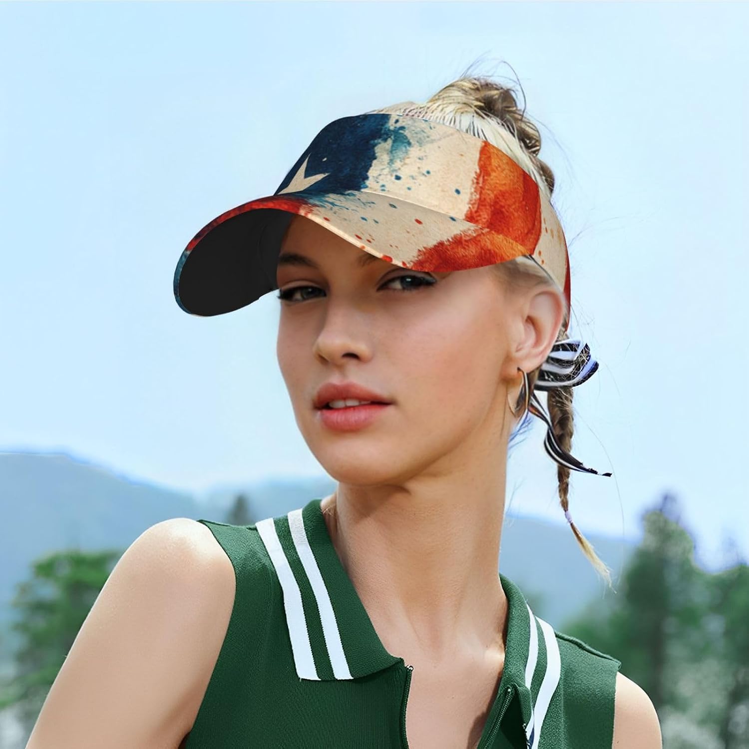 Sports Sun Visor Hats Novelty Us American Flag Golf Cap Black