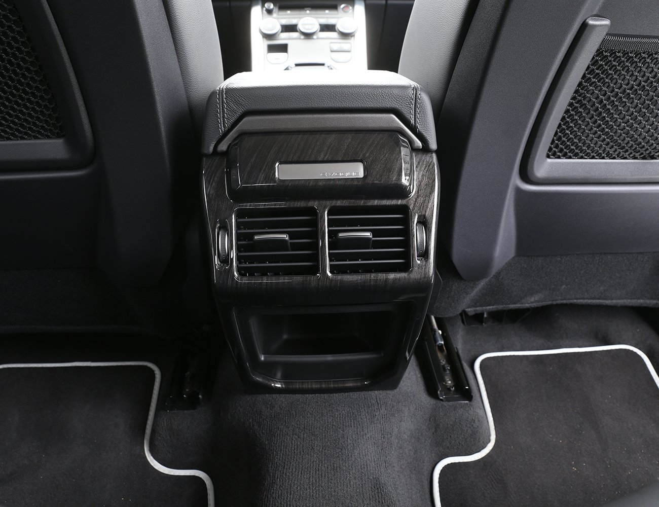 LLKUANG Car ABS Interior Rear Row Air Conditioning Vent Frame Trim for Land Rover Range Rover Evoque 2014-2019 (Black Ash Wood Grain)