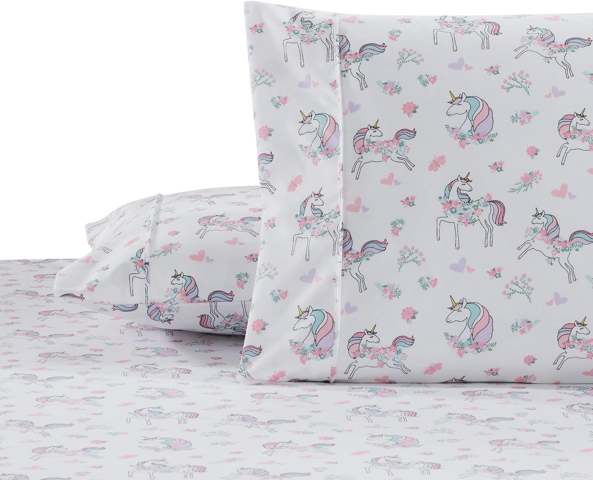 Sheet Set Unicorn Castle Rainbow Stars Pink Purple Multi