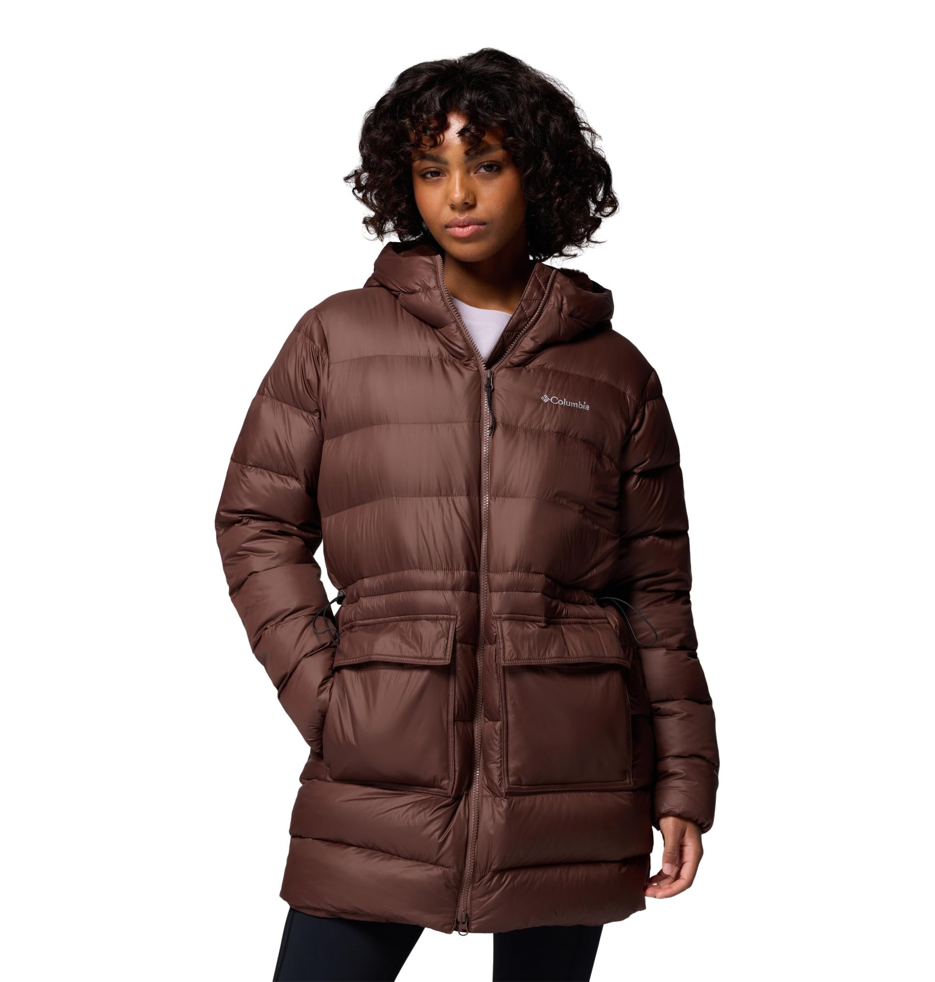 Columbia Women's Harmony Falls Mid Down Jacket, Puffer Down Jacket, Tobacco, Small