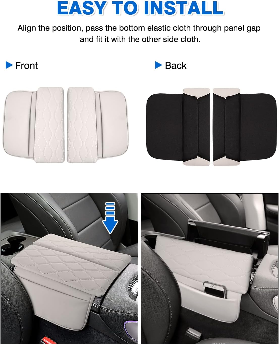 Karltys for Mercedes Benz GLE 350 Center Console Cover 2020-2025 GLE 350 450 W167 & GLS 450 X167, Anti-Scratch Leather Waterproof GLE 350 Armrest Console Cover with Storage Pockets (White)
