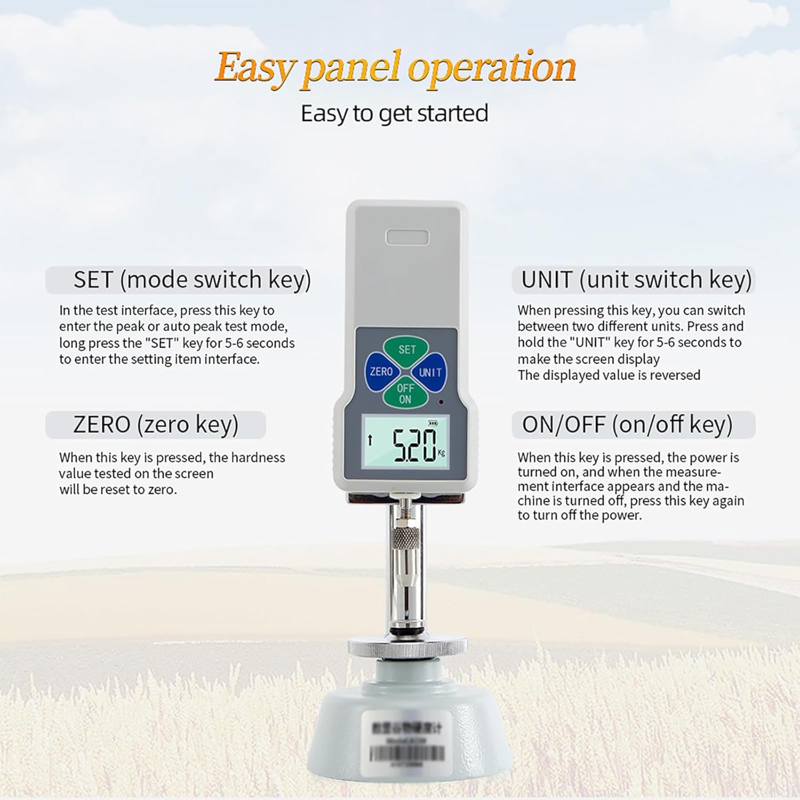 Probador digital de dureza de grano con pantalla LCD, 3 modos de medición para pruebas precisas de dureza de grano, dispositivo de precisión avanzado