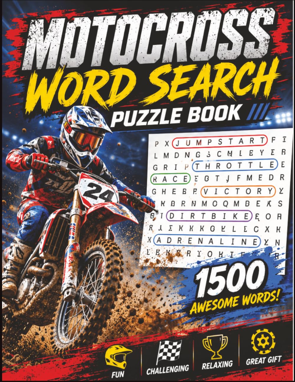 Motocross Word Search: 1,500 Motocross Words • 100 Action-Packed Word Search Puzzles • Large Print Fun for Dirt Bike Riders and Motocross Fans