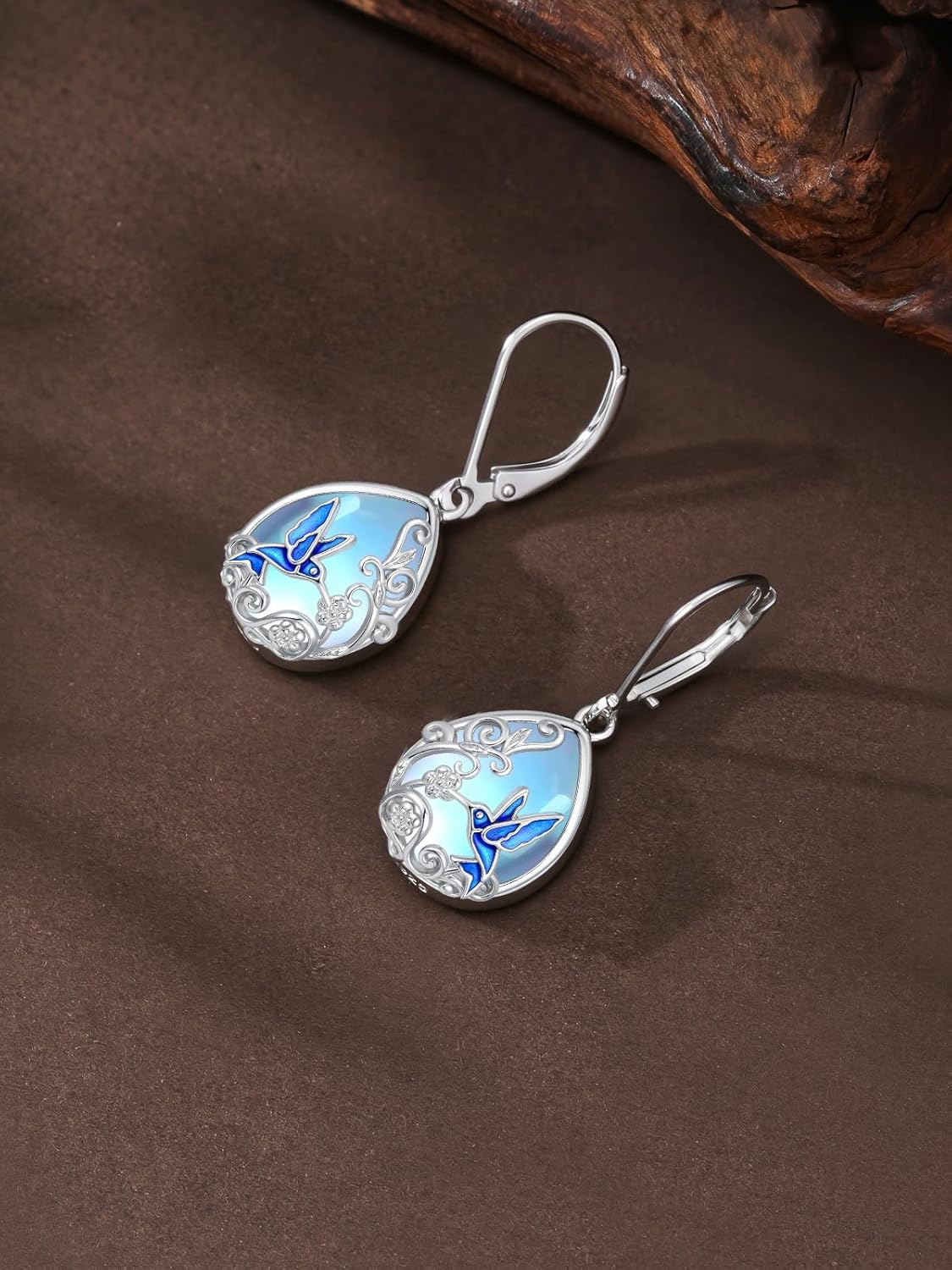 WINNICACA Moonstone Earrings for Women Sterling Silver Animal Moonstone Dangle Leverback Earrings Jewelry Birthday Mothers Day Gifts for Women Wife Mom Her Nature Lovers