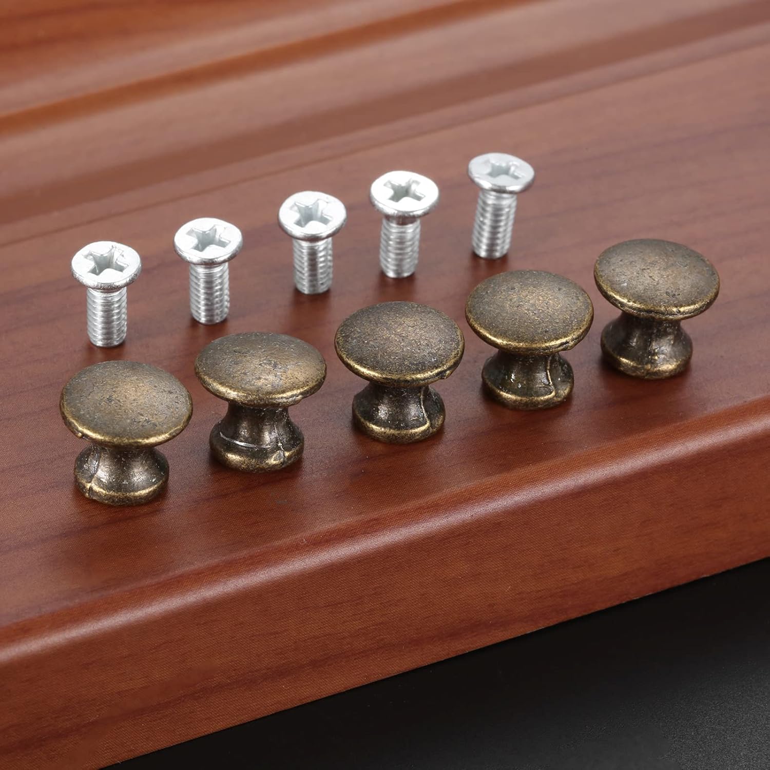 dophee 10-Pack Mini Drawer knobs, Antique Jewelry Box Pulls Wooden Cases Cabinet Cupboard Dresser Closet Chest Bin Handles Small Projects DIY Hardware (0.47"x0.43")