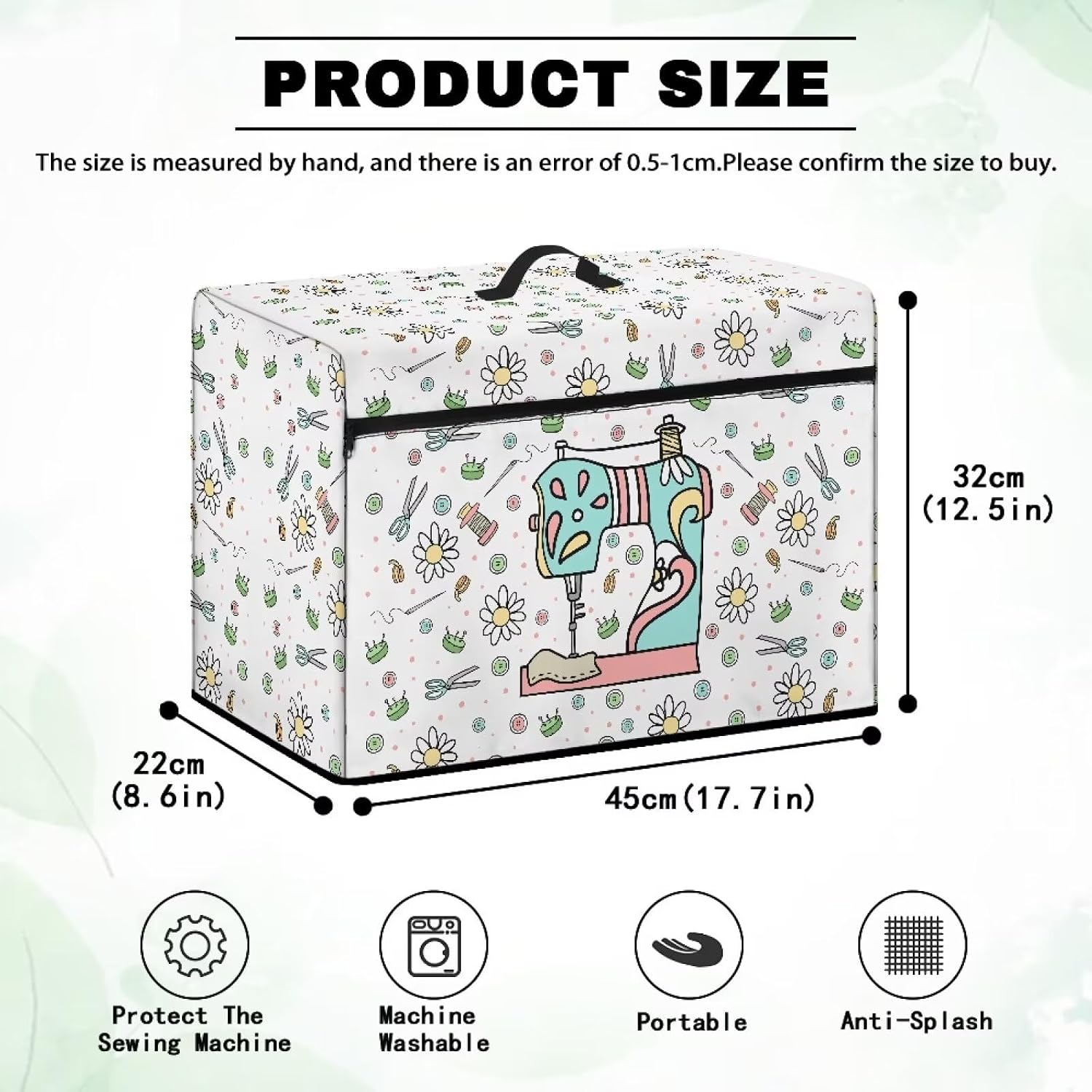 Dust Cover for Sewing Machine Sewing Machine Floral Sewing Machine Cover Protective Dust Cover with Pockets for Most Standard Sewing Machines Cover Decor Accessories
