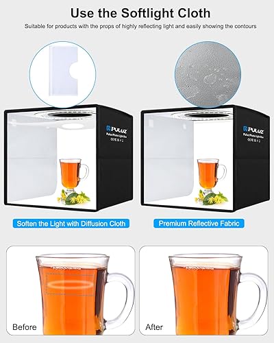 Miniatura 6 de PULUZ - Caja de estudio fotográfico, mini caja de luz plegable, anillo de luz LED, portátil, estudio fotográfico, fotografía, tienda de campaña, kit