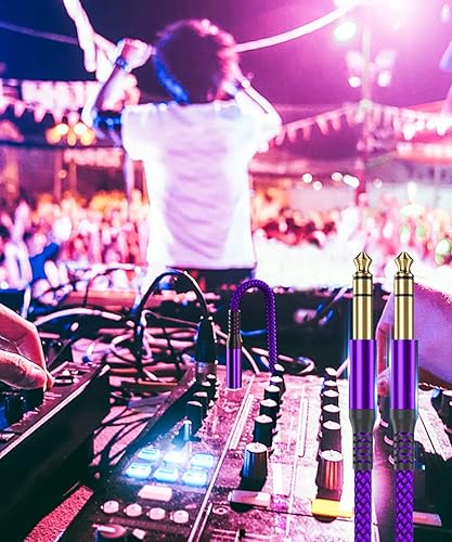 Miniatura 21 de Elebase Cable TRS para instrumento de 1/4 de pulgada, paquete de 2 unidades de 10 pies, cable recto de interconexión de audio estéreo macho de 0.250