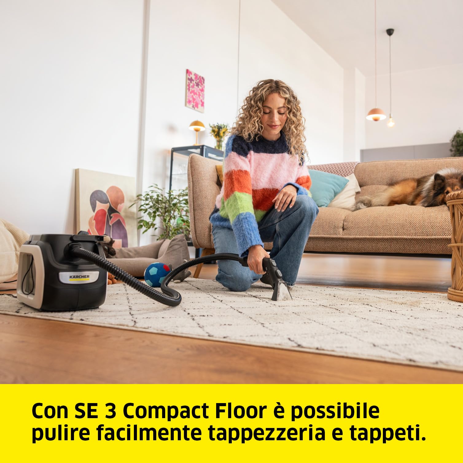 KÄRCHER Lavatappeti Smacchiatore SE 3 Compact, serbatoio acqua pulita: 1,7 l, peso: 4,1 kg, per Tessuti, Moquette, Auto Tappezzeria, Divani e Imbottiti, con bocchetta tessuti e pavimenti