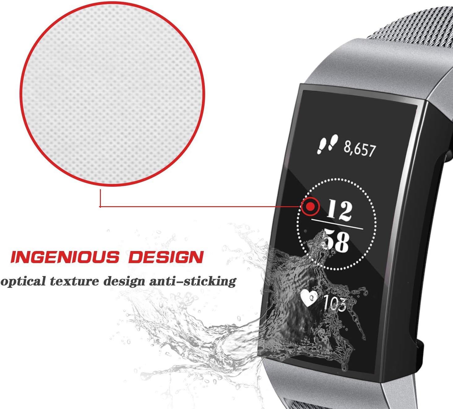 PINHEN Compatible with Fitbit Charge 4/3 Screen Protector - TPU Clear Shockproof Full-Around Protective Case Compatible with Fitbit Charge 4/3 and Fitbit Charge 3 SE (Black)