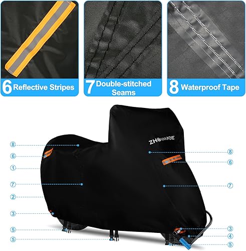 Miniatura 6 de Funda impermeable para motocicleta, almacenamiento al aire libre, 420D, Oxford, resistente, aislamiento térmico, fundas protectoras para todo tipo