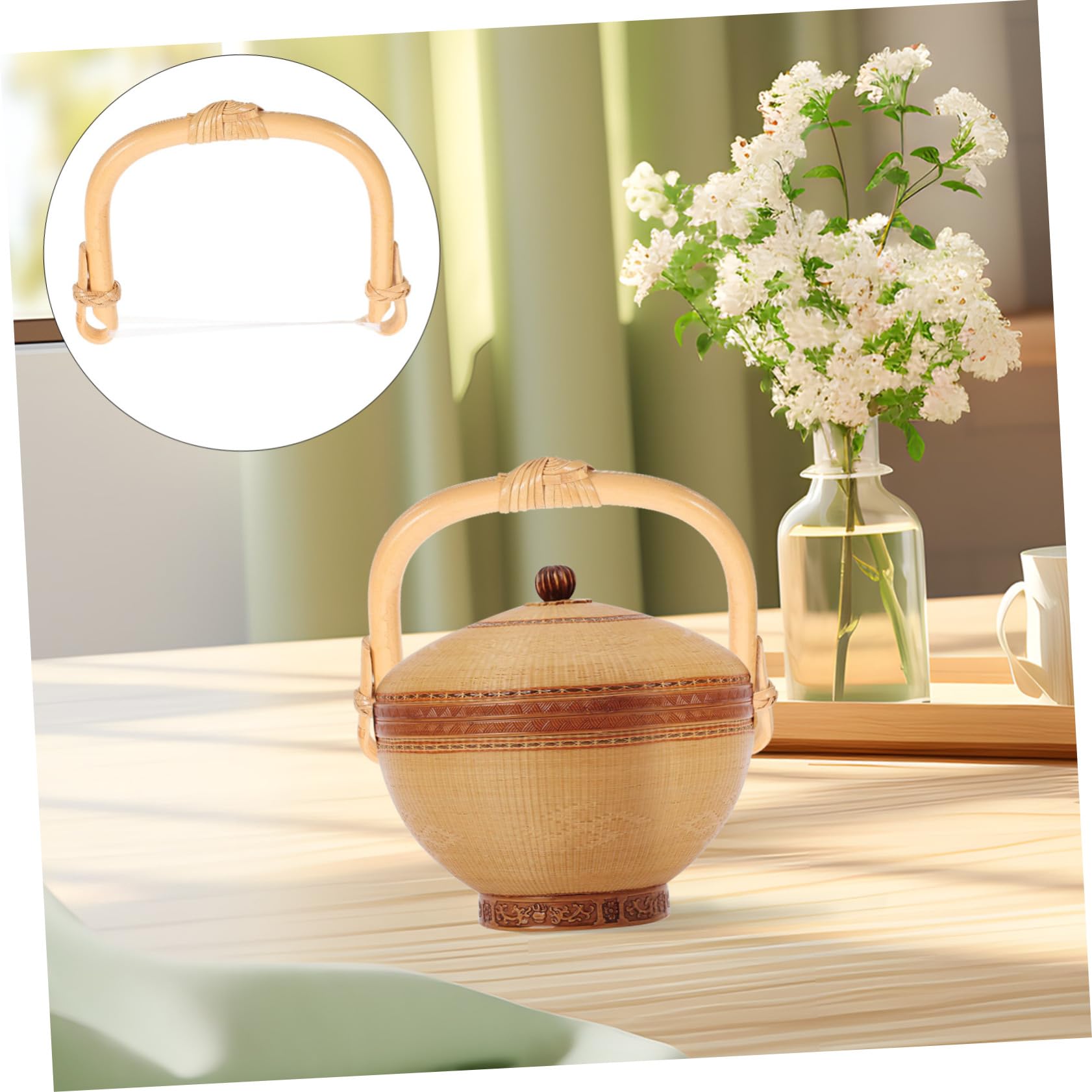 Mango de Repuesto para Tetera Diseño Trenzado de Ratán, Accesorio Resistente y Ergonómico para Reemplazo, Adecuado para Hervidor de Agua en Cocina