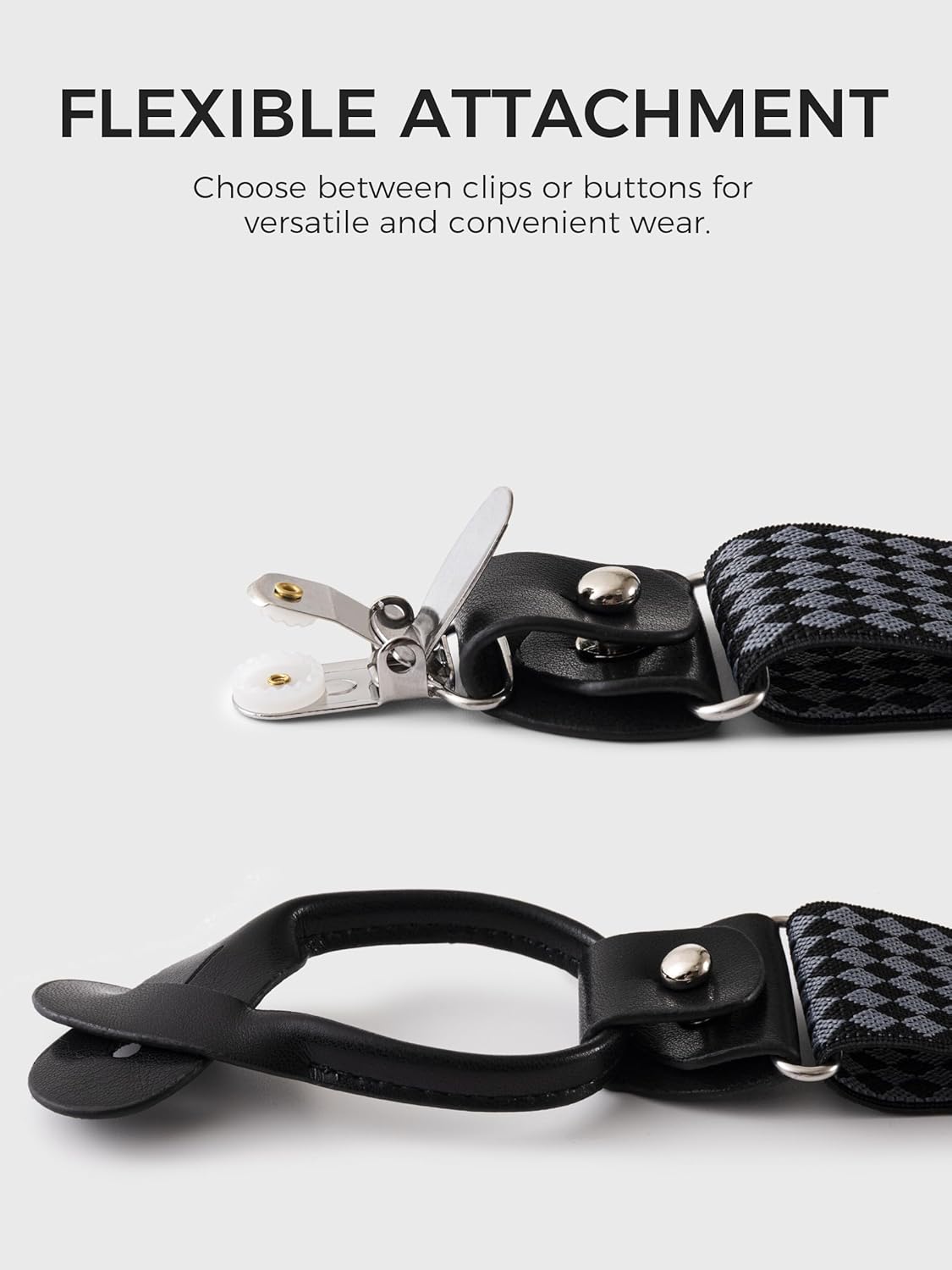 Suspenders for Men with Clip & 6 Buttons 1.4in Y-Shape Stainless Steel - Image 2