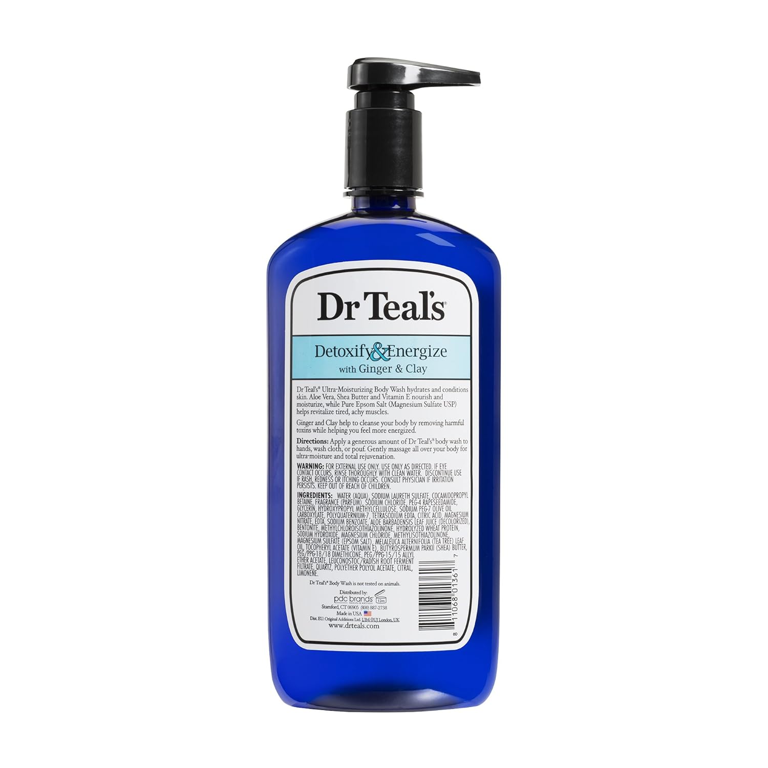 Dr Teal's Body Wash with Pure Epsom Salt, Detoxify & Energize with Ginger & Clay, 24 fl oz (Pack of 4) : Everything Else