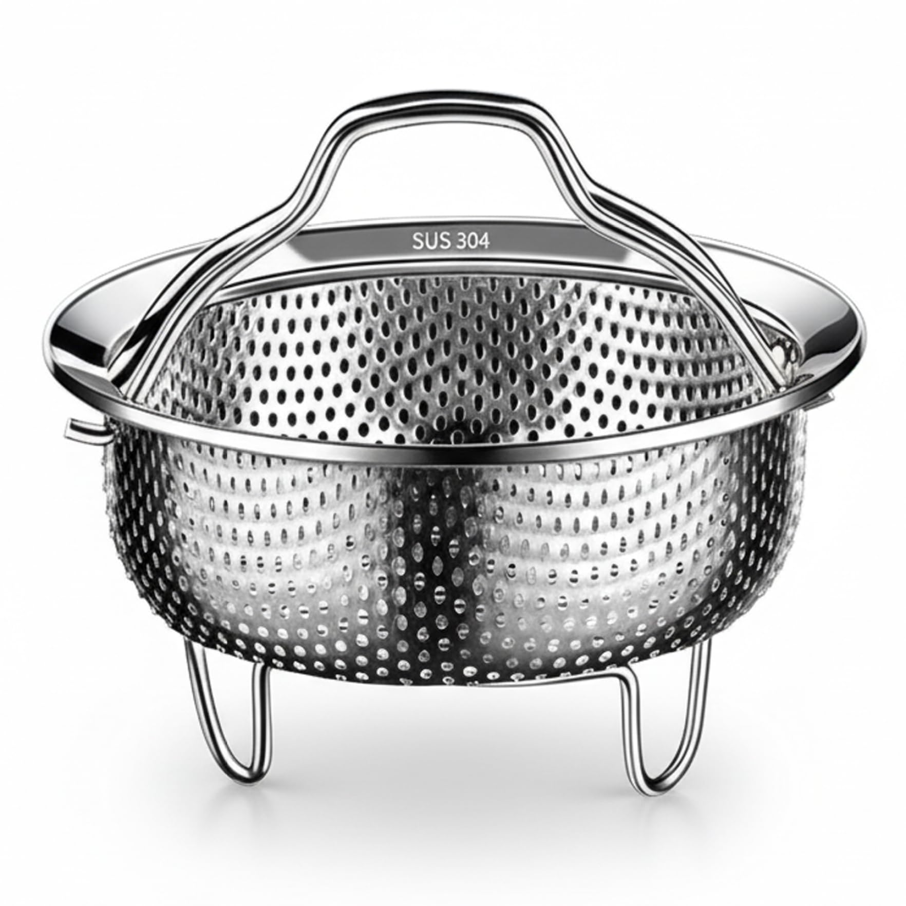 Xdyyjrasa Steam Basket - 14cm Stainless Steel Steaming Basket with Fine Mesh Holes & Heat-Resistant Handle, for Pots Rice Cookers