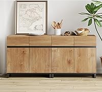 Vista 22 de WAMPAT Aparadores Buffet Multifuncionales 2 en 1, Aparador Moderno con Estante Ajustable y Base de Metal, Gabinete de Barra de Café Gabinete