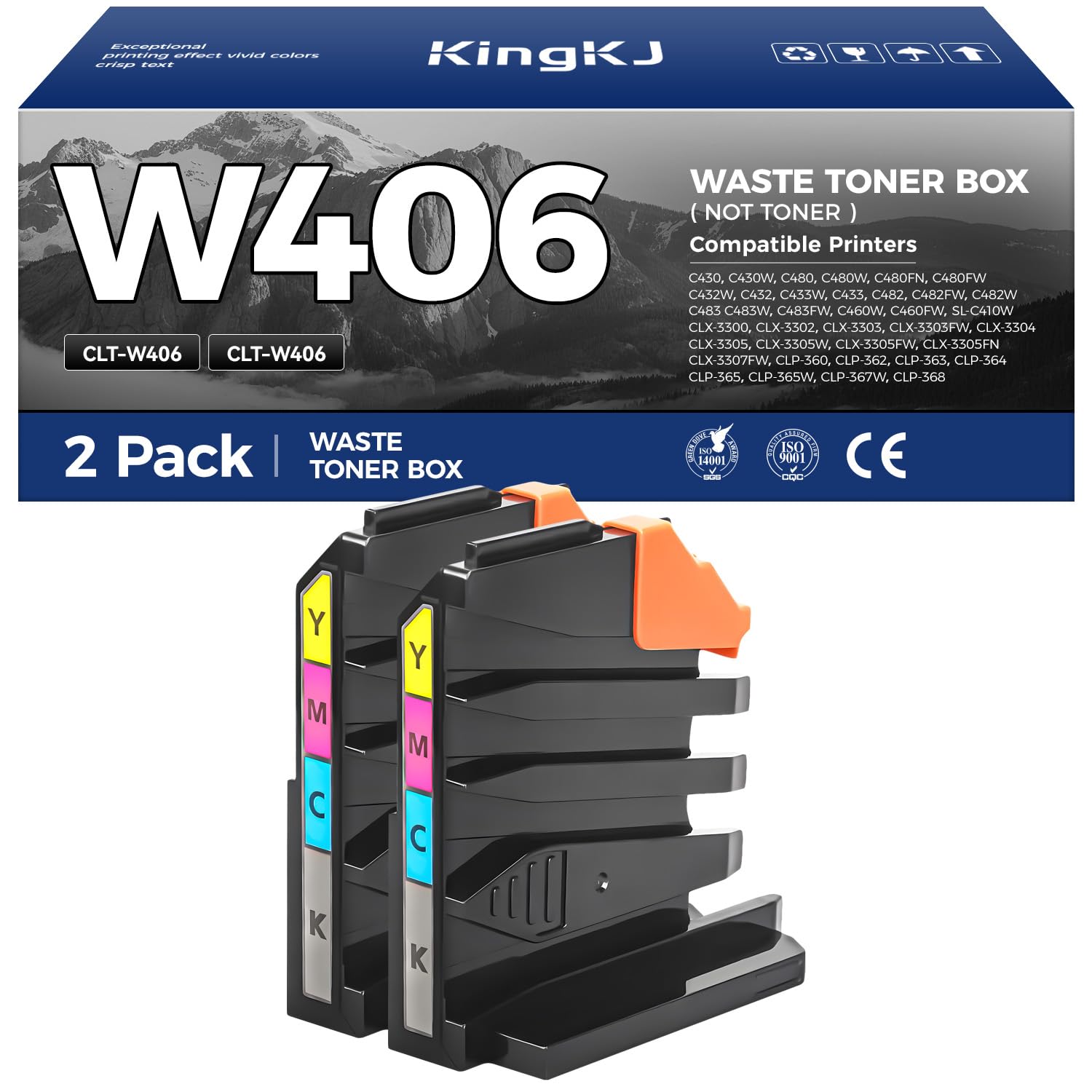 CLT-W406 Waste Toner Bottle 2-Pack Replacement for Samsung CLT-W406 W406 Compatible with Samsung SL-C430 C430W C480 C482W C483W Xpress C460FW SL-C410W CLX-3300 CLX-3305W CLP-360 CLP-365W Printer Black