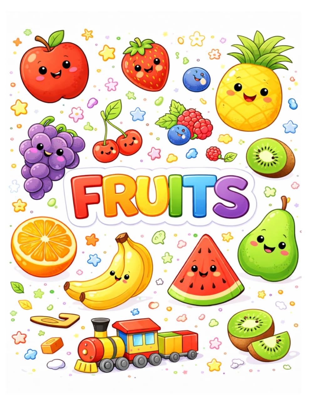 My First Fruits Coloring Book: Learn Fruits While Coloring – Simple and Cute Fruit Pages for Kids