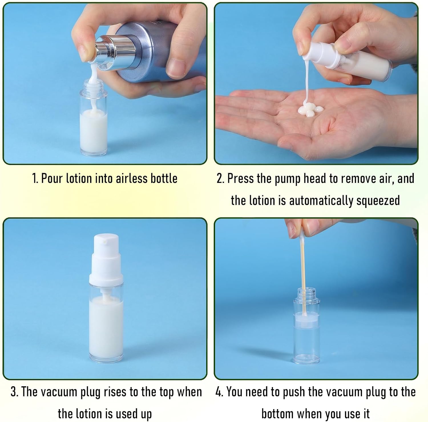 6 PCS Airless Pump, 5ml Travel Size Pump Bottles Refillable Foundation Container Clear Empty Diepenser for Women Toiletries Shampoo Lotion Cosmetic Skincare