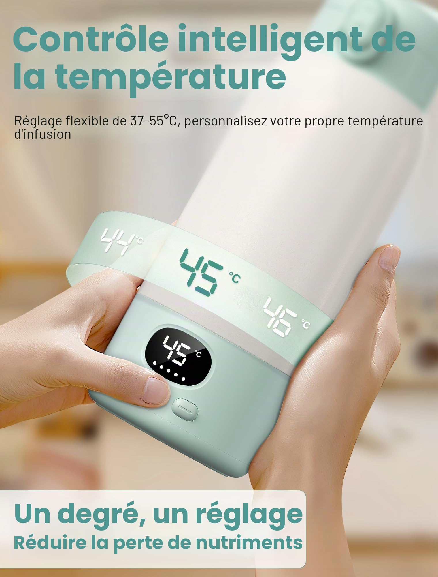 500mL Chauffe Biberon,Chauffe Biberon Portable, Chauffe Biberon Portable Sans Fil,Rechargeable USB,Chauffe Rapide & Température Précise,Batterie 10400 mAh,pour les voyages en véhicule, avion