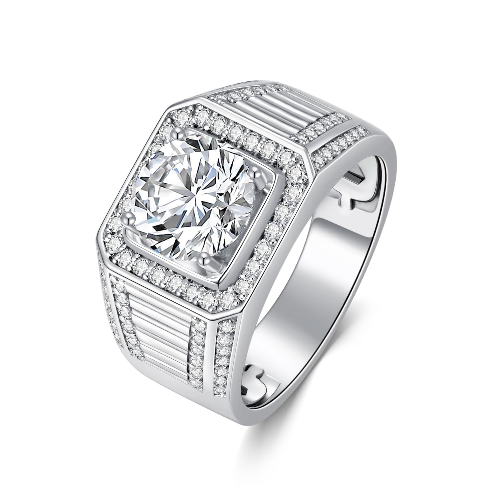 1-3CT Moissanite Rings for Men Personalized 9K/14K/18K White/Rose/Yellow Gold or Sterling Silver Solitaire Engagement Ring D Color VVS1 Clarity Round Cut Moissanite Pinky Ring