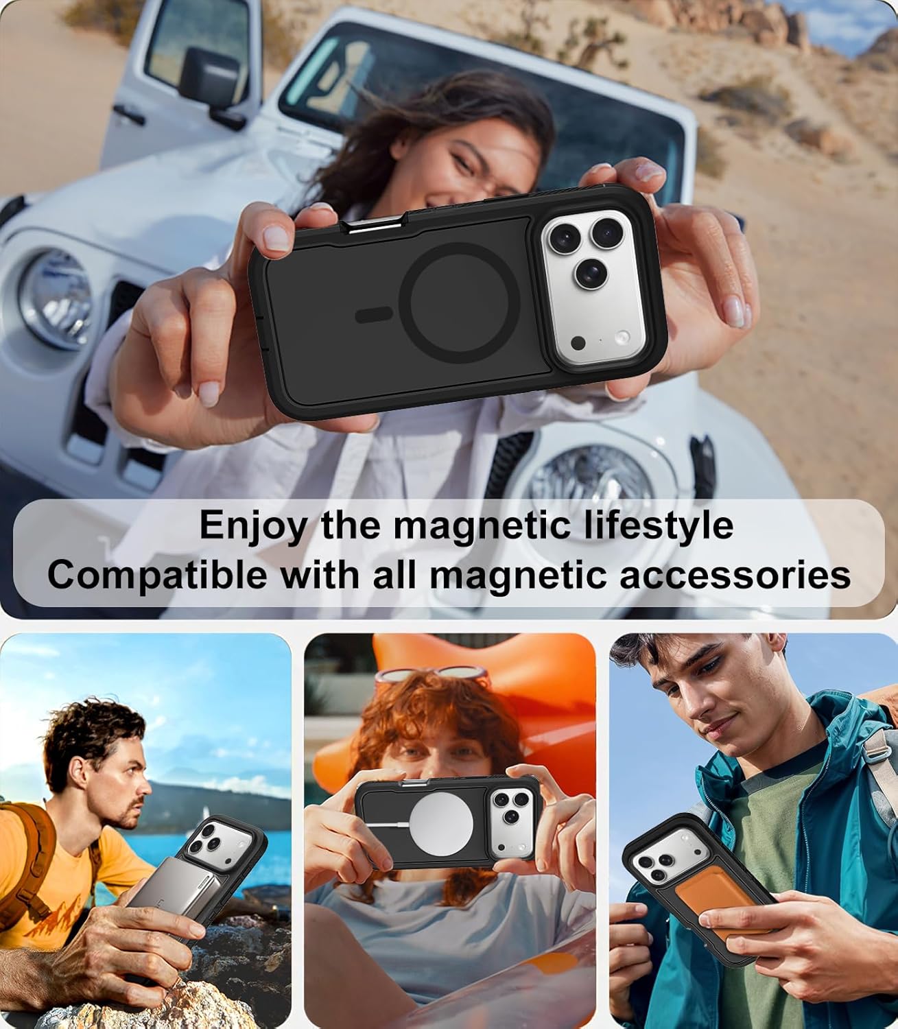 Annymall Magnetic for iPhone 17 Pro Max Case [Compatible with MagSafe] Full-Body Rugged Heavy Duty Phone Cover with Screen Protector Shockproof Drop Protection for Apple 17 Pro Max 6.9" Black - Image 7