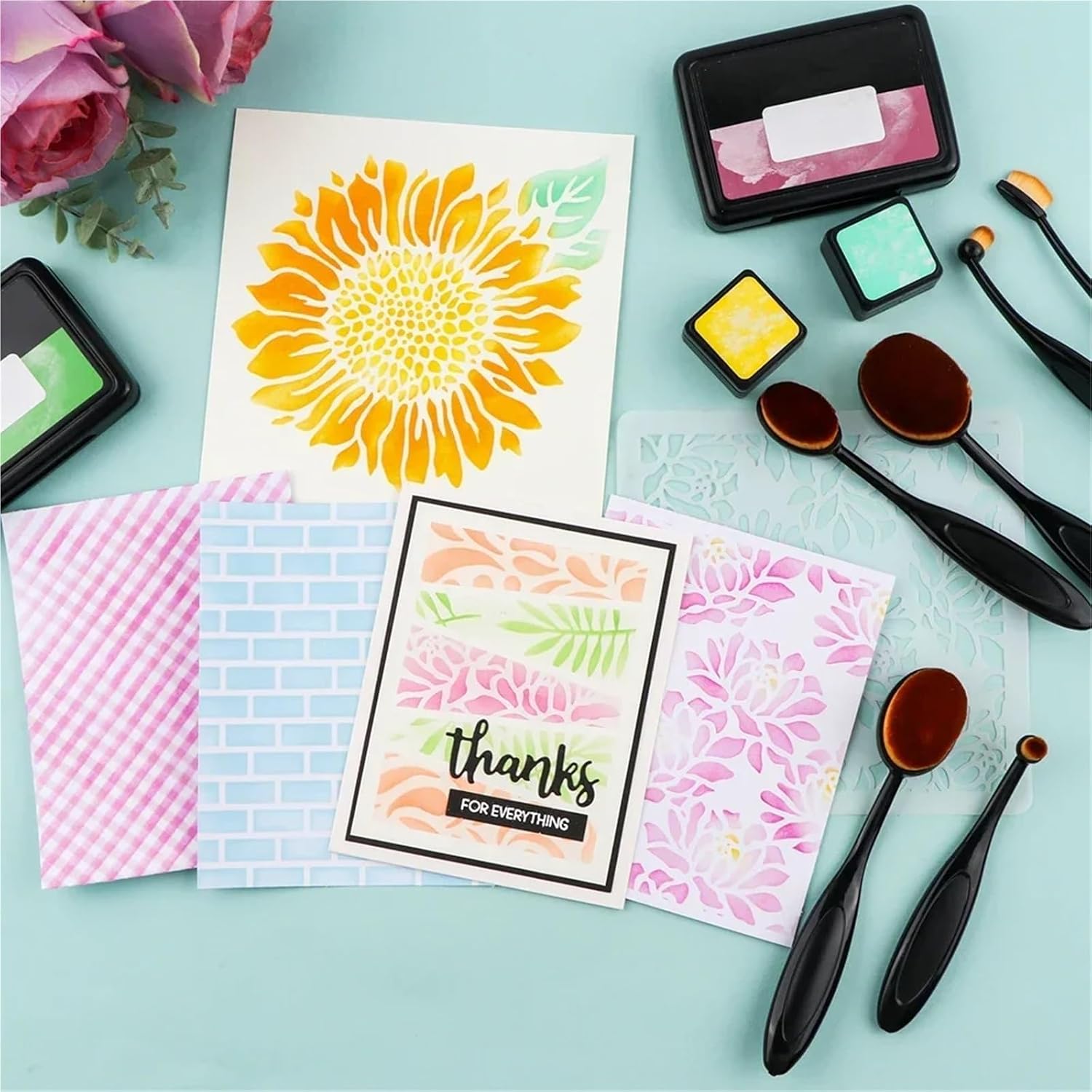 Ink Blending Brushes 2sets Ink Blending Brushes Set Mixed Sizes Bristles Blender for Stencils Card Making Crafting Easier Scrapbook