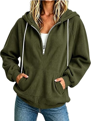 Quarter Zip Pullover Women Comfort Colors Oversized Sweatshirt Y2K Travel Hoodie