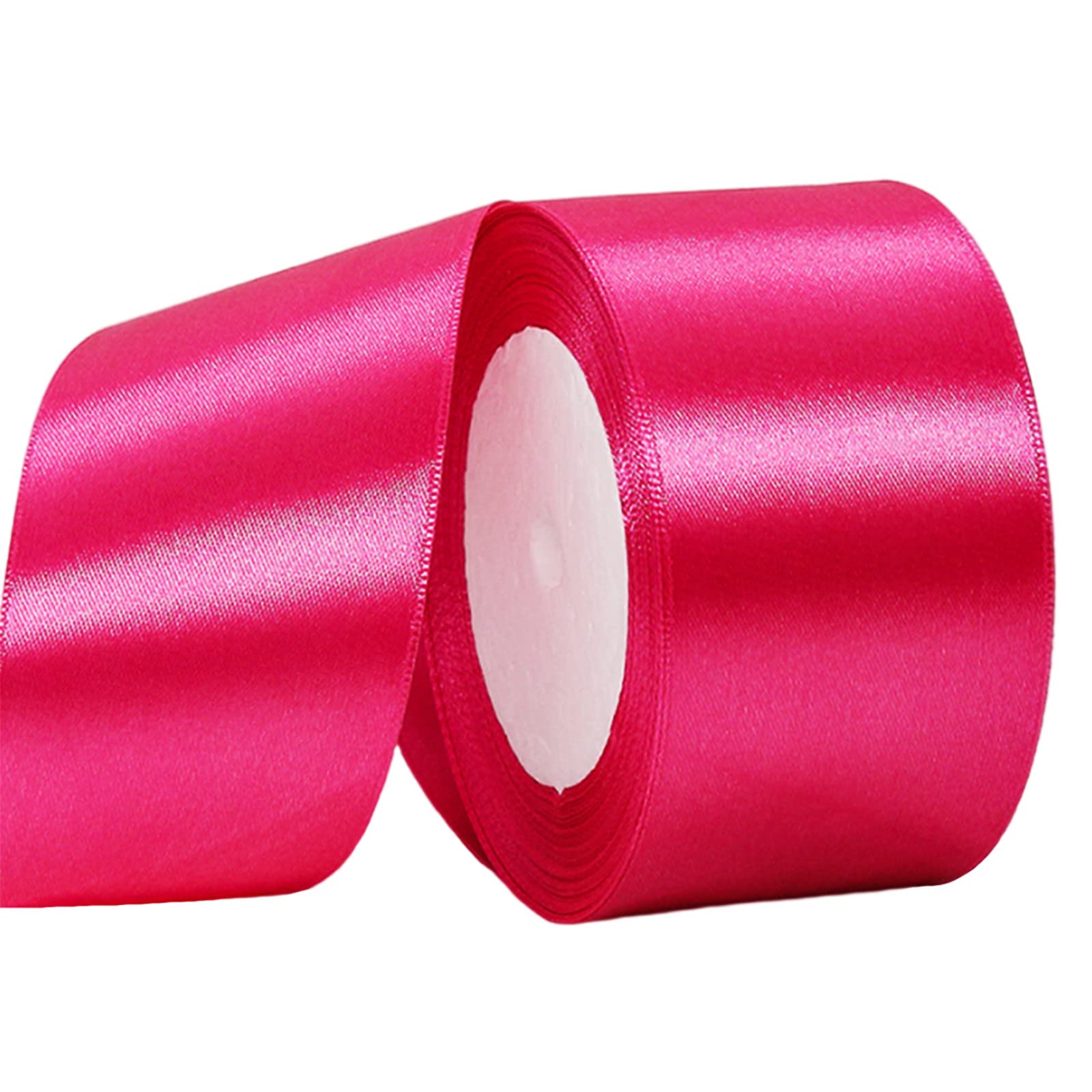 50mm Wide White Ribbon Thick Wedding Car Ribbon 22m, 2 inch Thick White Satin Ribbon for Gift Wrapping Wedding Car Christmas Birthday Cake Hair Bow Florist Bouquet Crafts Decorations — view 164