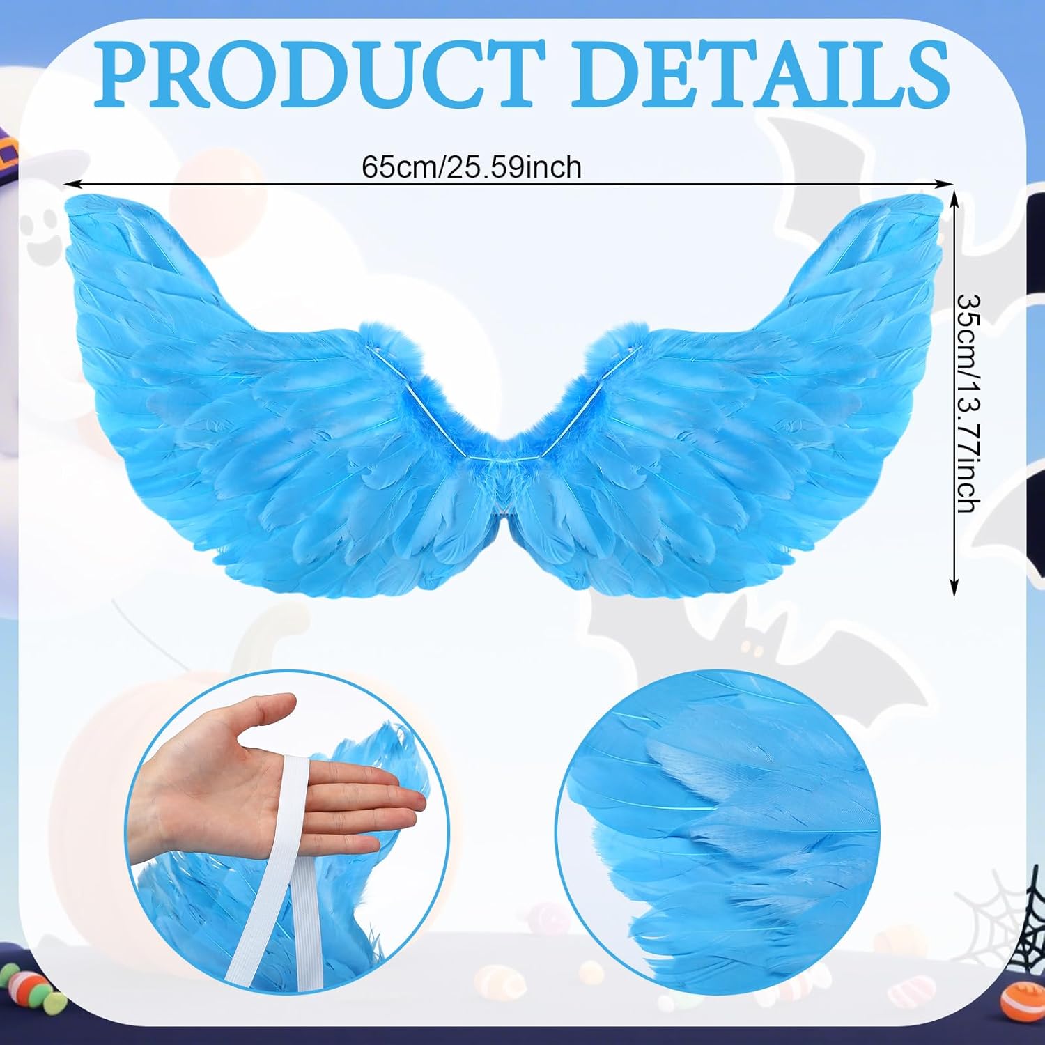 4 Pcs Halloween Blue Macaw Costume Blue Bird Parrot Cosplay Accessories with Feather Wings Felt Parrot Hat Feather Slap Bracelet Cuffs Sequin Fringe Skirt for Halloween Party