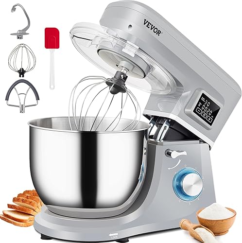 VEVOR Batidora de pie mezcladora eléctrica de masa de 660 W con temporizador de pantalla LCD de 6 velocidades mezclador de alimentos con cabezal VEVOR Batidora de pie mezcladora eléctrica de masa de 660 W con temporizador de pantalla LCD de 6 velocidades mezclador de alimentos con cabezal