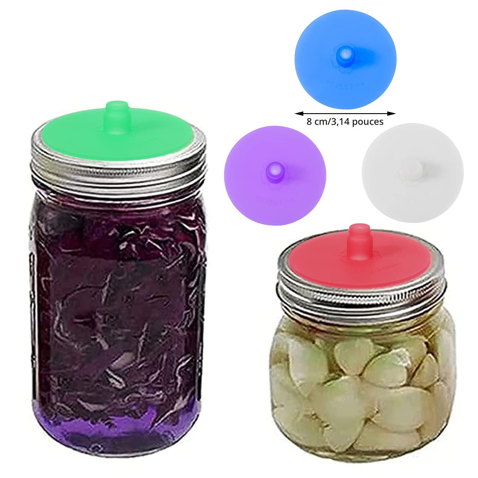 Poids Saumure Légumes Poids De Fermentation En Verre Fermentology - Lot De 4, Pour Bocaux Mason, Maintient Légumes Sous Saumure