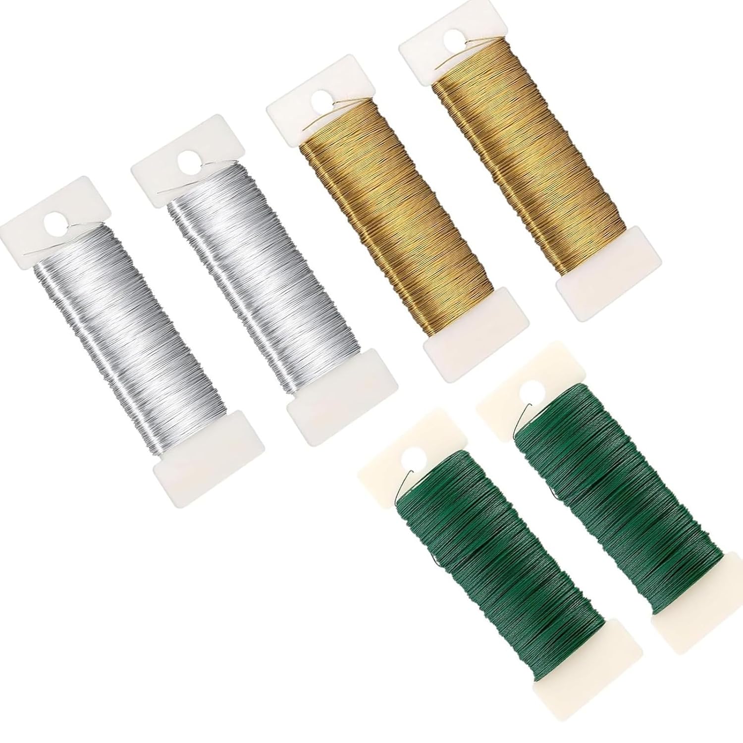 6 Rolls Multipurpose Metal Wire Silver/Gold/Green 0.35mmX50m Each Iron for Home Decoration Model Making Project Bendable