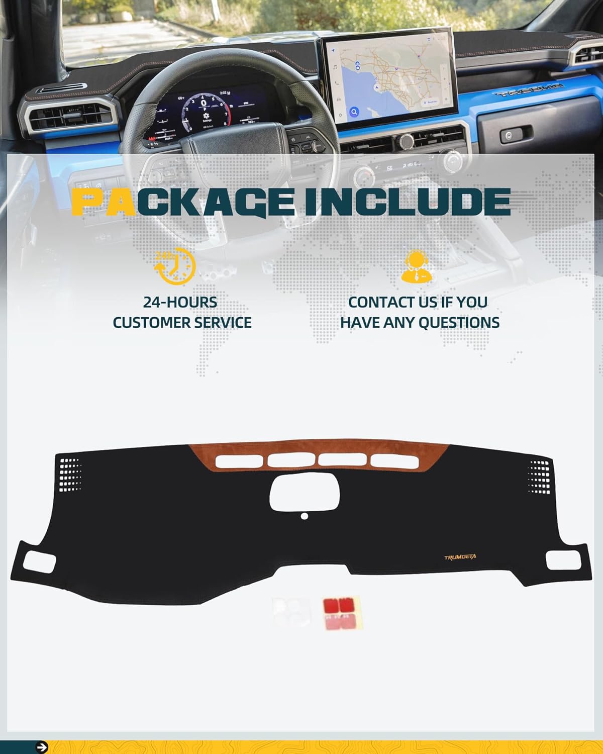 Dashboard Cover Mat Fit for 2024 2025 2026 Tacoma Accessories Dash Cover Upgrade Suede Non-Slip Dash Mat Sunshade Glare UV Rays Protector