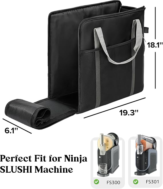 BS-VOG Carrying Bag for Ninja Slushie Machine FS301 & FS300, Portable Travel Tote Storage Bag, Front Opening Design for Frozen Drink Maker, Thick Padded Protector for Machine Accessories | 防水キャリーケース、1680Dオックスフォード、ハンドショルダーキャリー、アクセサリー用メッシュポケット、Slushieトラベルバッグ
