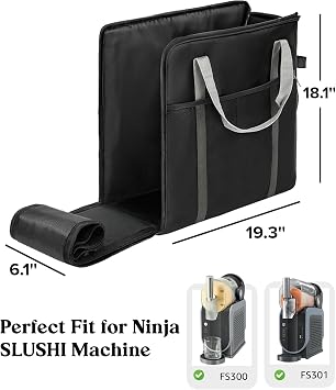 BS-VOG Carrying Bag for Ninja Slushie Machine FS301 & FS300, Portable Travel Tote Storage Bag, Front Opening Design for Frozen Drink Maker, Thick Padded Protector for Machine Accessories | 防水キャリーケース、1680Dオックスフォード、ハンドショルダーキャリー、アクセサリー用メッシュポケット、Slushieトラベルバッグ
