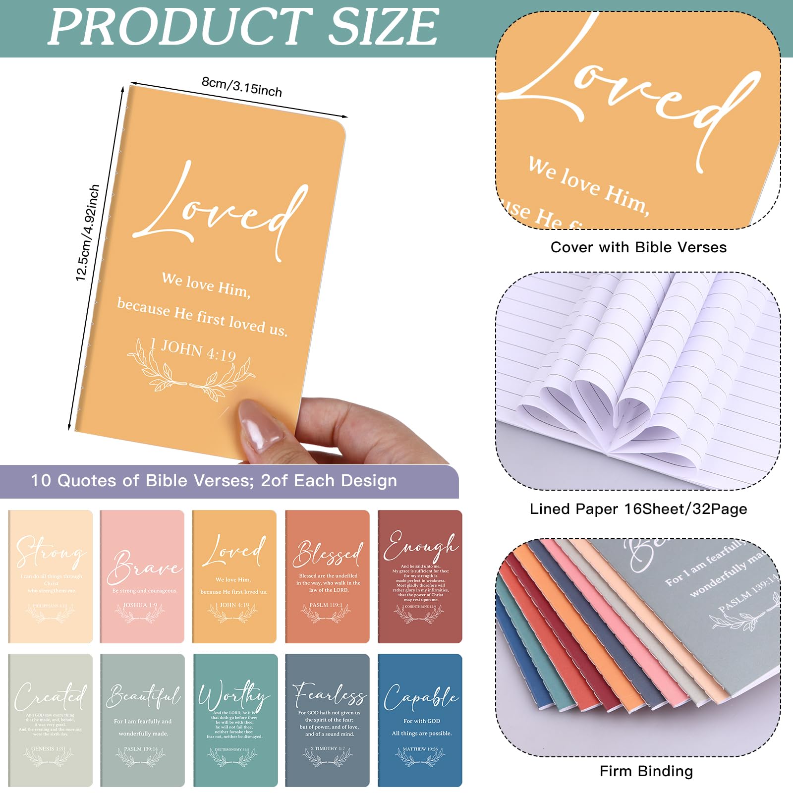 20 Sets Christian Notebooks&Inspirational Ballpoint Pens Prayer Journals Church Mini Notepads and Religious Pen Small Bible Journals Memo Pads Motivational Ballpoint Pens for Pastors Sunday School - Image 2