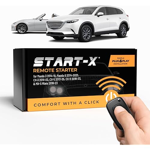 Start-X Remote Starter Kit for Mazda 3 (2014-18), Mazda 6 (2014-21), Mazda CX-3 (2016-22), Mazda CX-5 (2013-25), Mazda CX-9 (2016-23), and Mazda MX-5 Miata (2016-23) | Plug N Play | Lock 3X