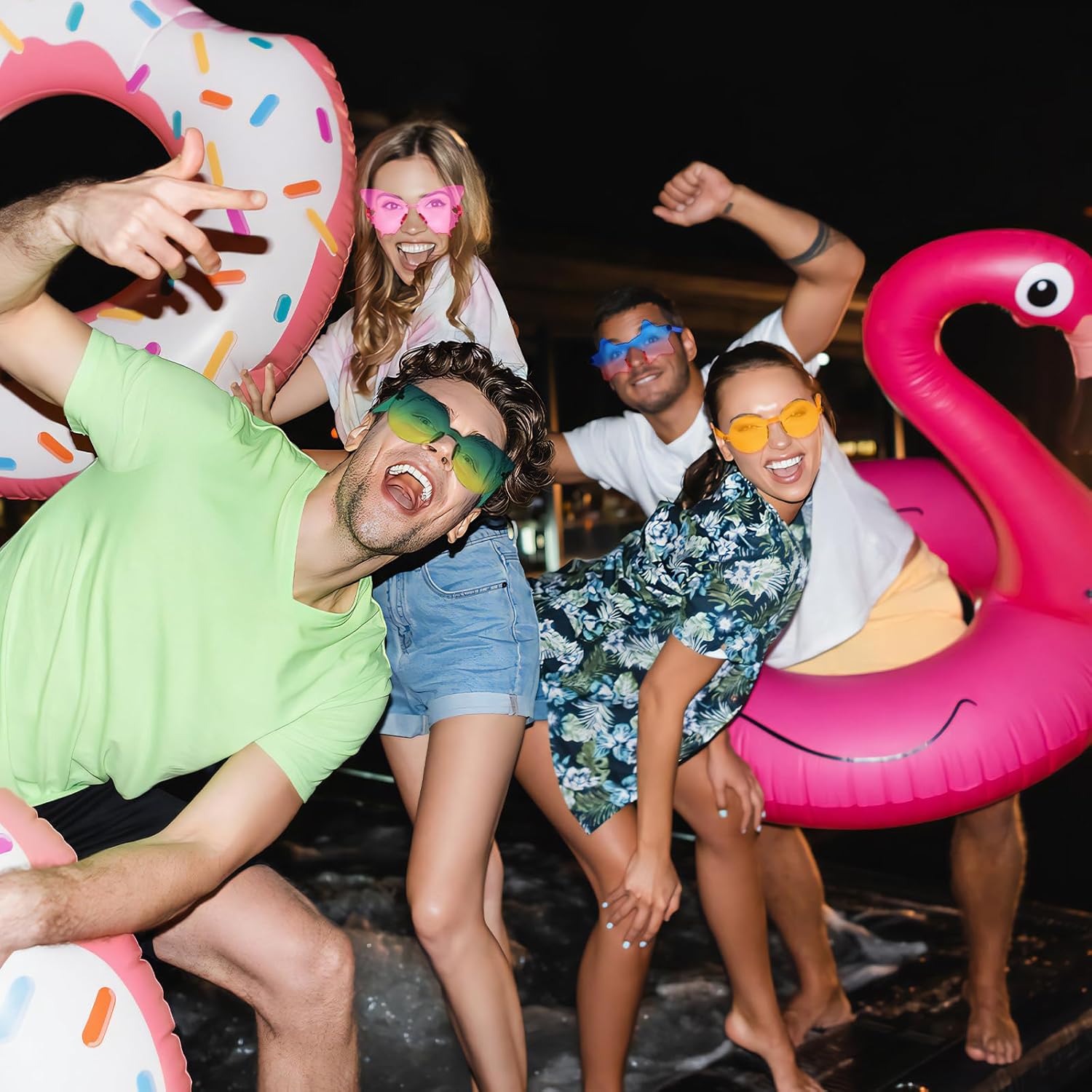 Matcheck 24/48 Mixed Style Rimless Sunglasses Retro Colored Party Glasses Funny Bachlor Pool Costume Accessories - Image 6