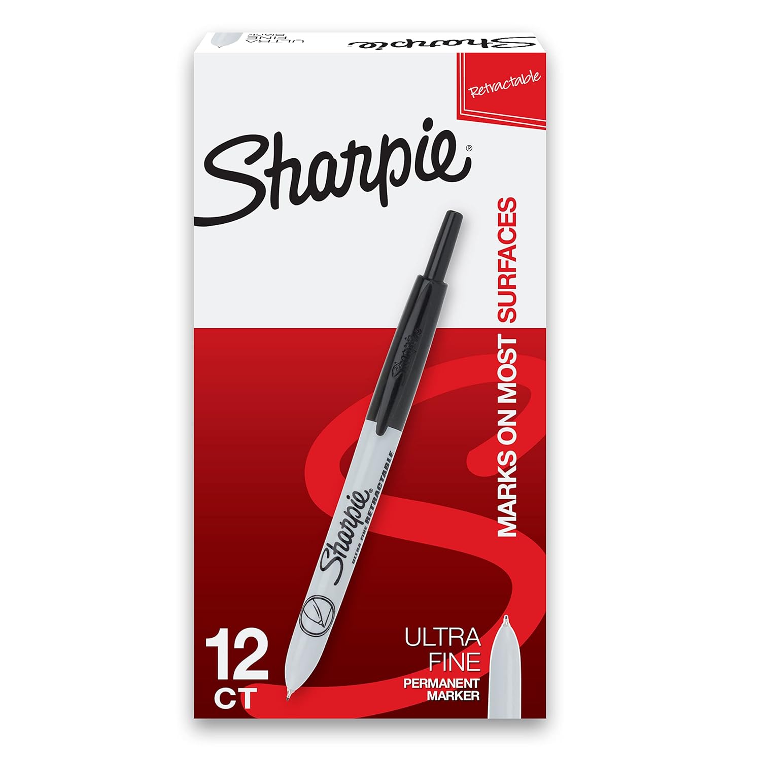 Sharpie Retractable Permanent Markers, Ultra Fine Point, Blue, 12 Count