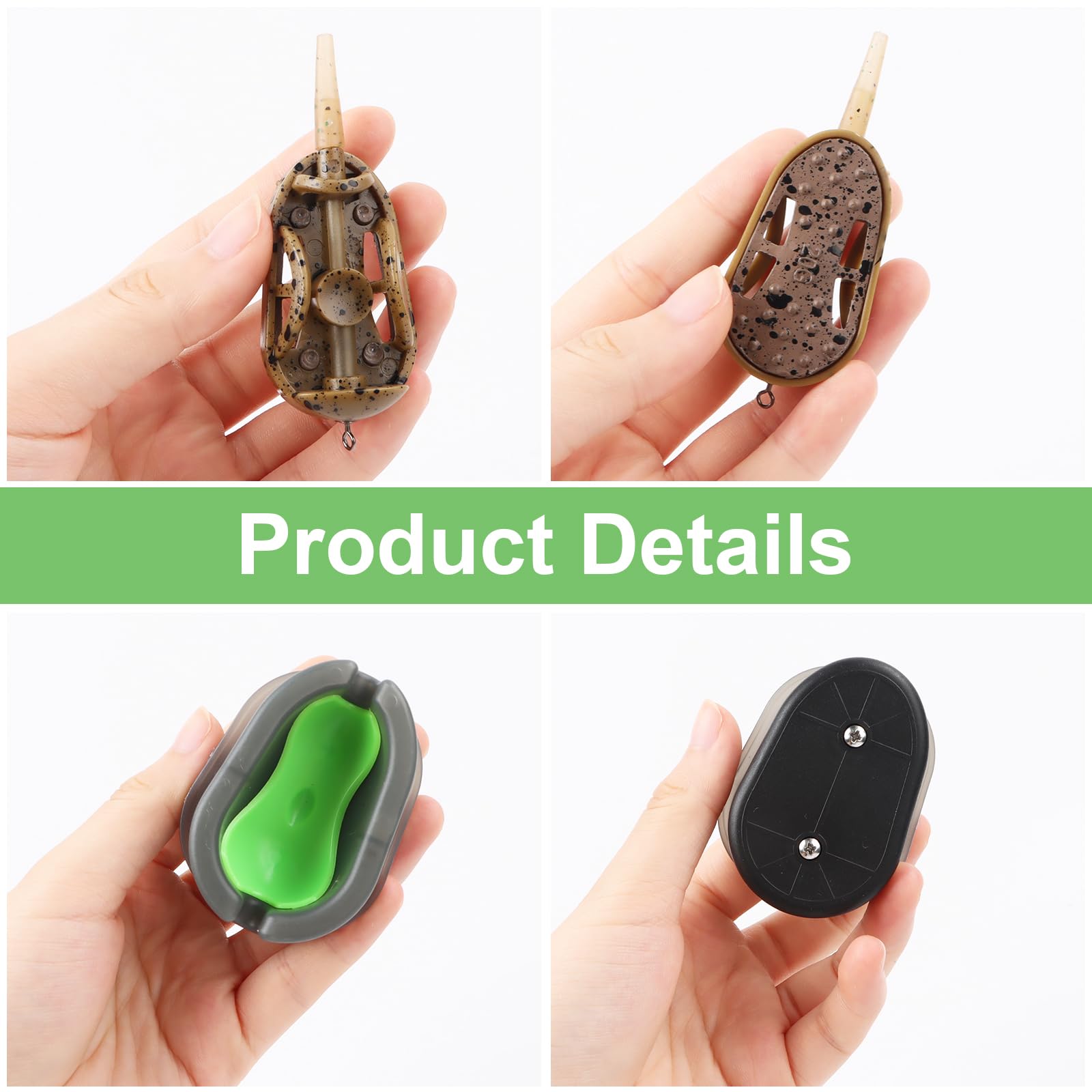 Method Feeder - Juego de 3 accesorios de pesca 4 en 1 para carpa, accesorios de método plano, con 20 g, 30 g, 40 g