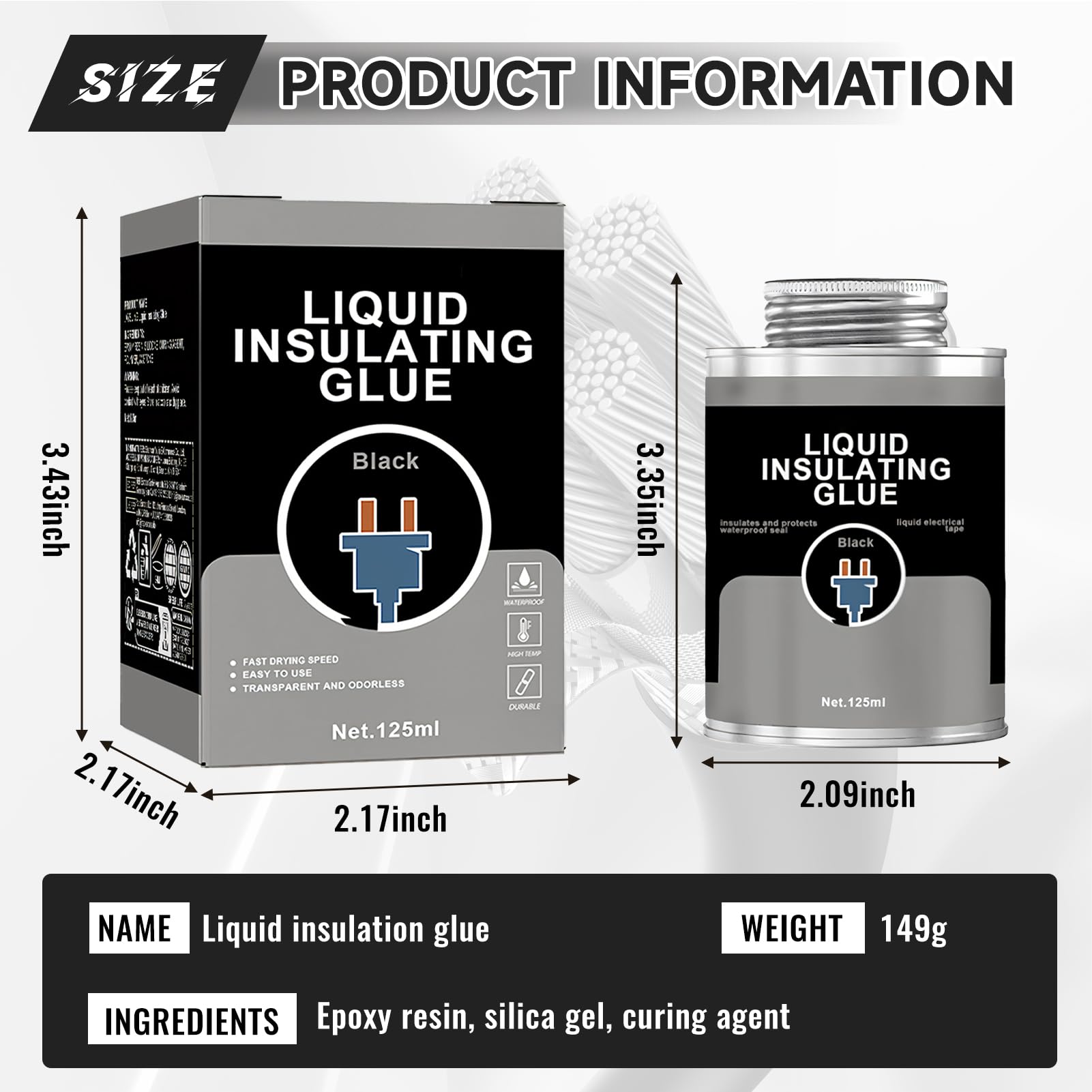 Colla per Nastro Isolante Liquido, Nastro Isolante Liquido, Sigillante Isolante Impermeabile, Gel Isolante Elettrico, Impermeabile Sigillante Resistente, Gomma Liquida Nera, 125 ml
