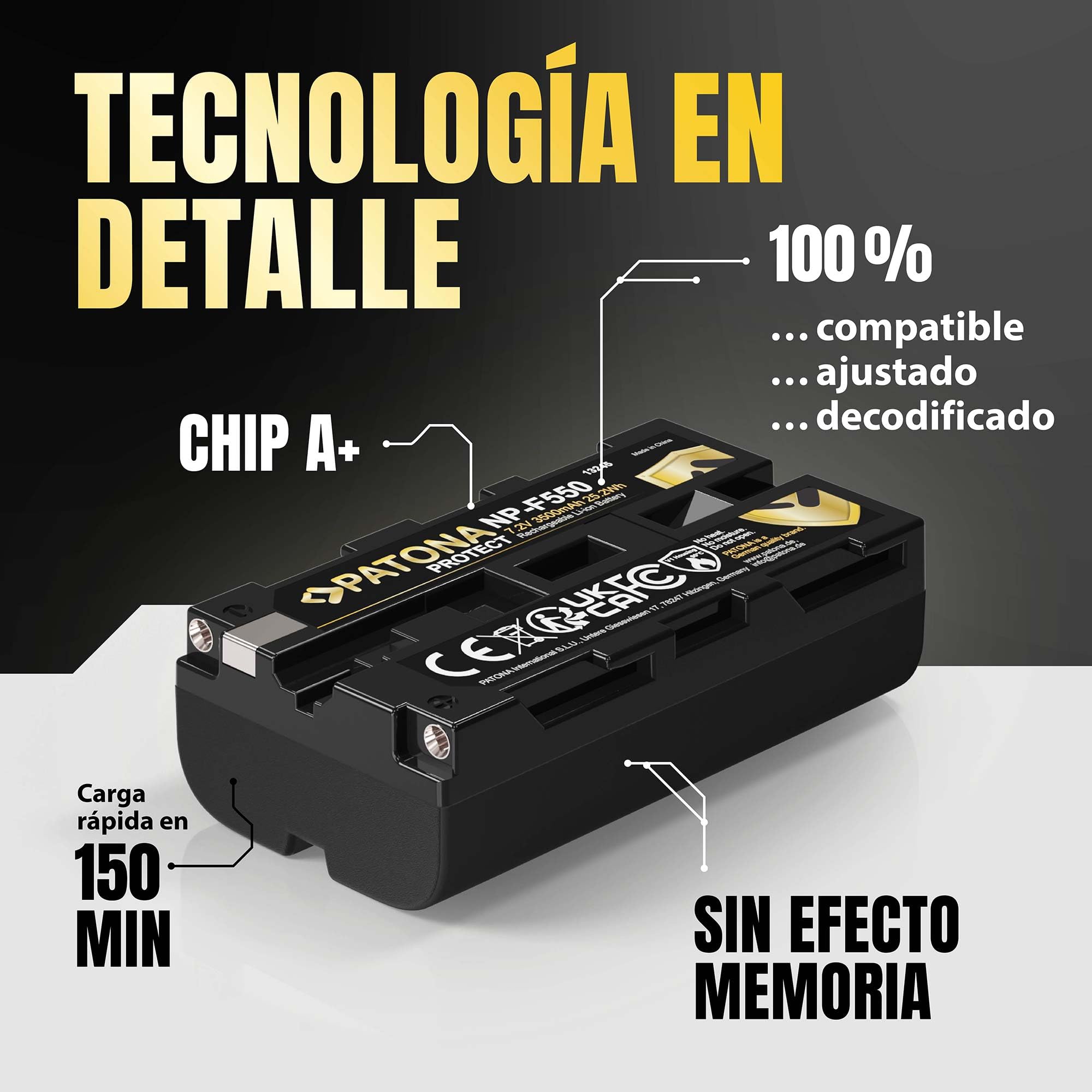 PATONA 2X Protect Batería para Sony NP-F550 F730 F750 F930 F950 3500mAh