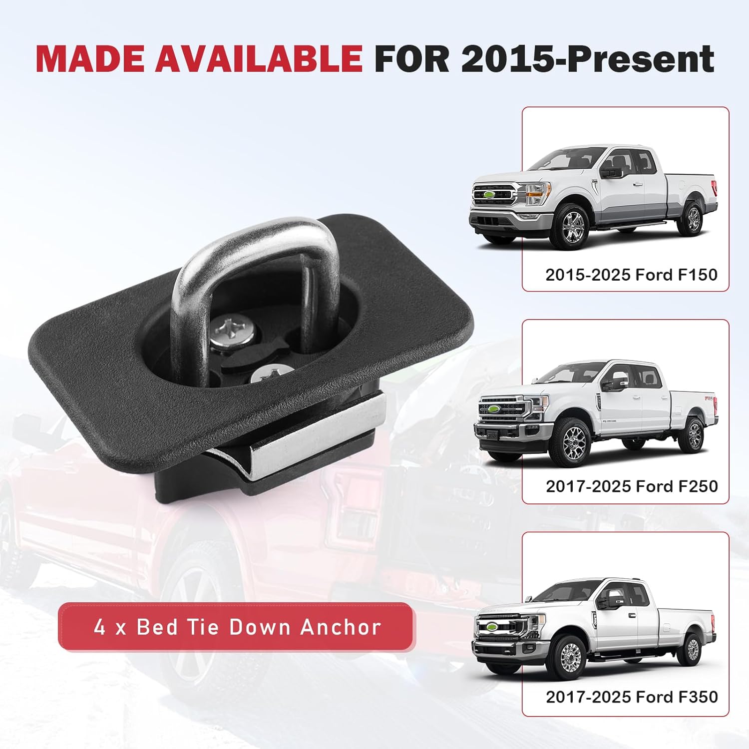 4PCS Tie Down Anchors fit for 2015-2025 2026 Ford F-150 2017-2025 2026 Ford F250 F350 Super Duty&Ford Raptor Truck Bed Tie Downs for Car Replacement for Tie Downs Automotive Accessories - Image 2