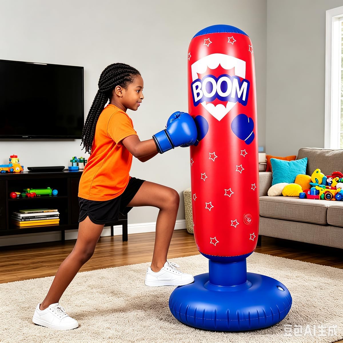 Punching Bag for Kids, Free Standing Boxing Bag for Kids,Inflatable Dummy, Inflatable Punching Bag, De-Stress Boxing Bag for Kids image 2