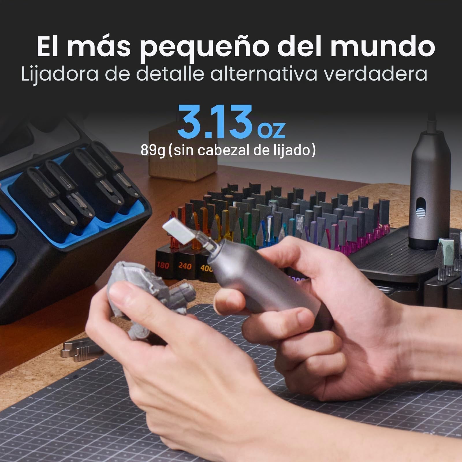 HOZO NeoSander - Mini lijadora eléctrica multifunción con 13.000 rpm para lijado preciso, ideal para impresión 3D, modelismo, artesanía y bricolaje