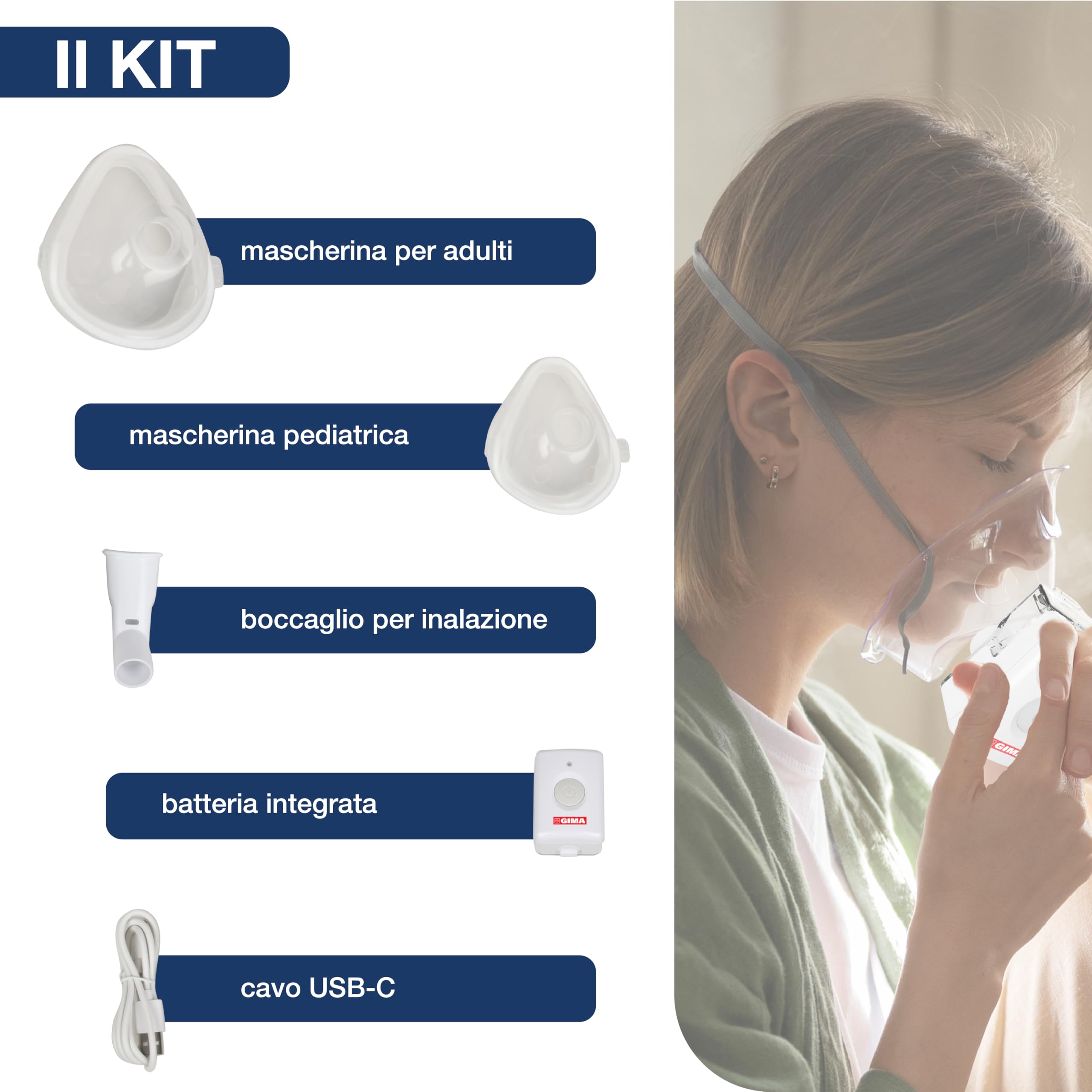 GIMA - Aerosol Mesh a ultrasuoni tascabile e indossabile, 28065