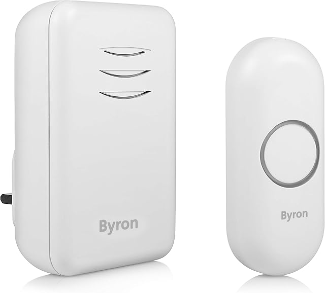 Byron DBY-22312UK Wireless Plug In Doorbell Set, 150 m Range, 16 Melodies, White